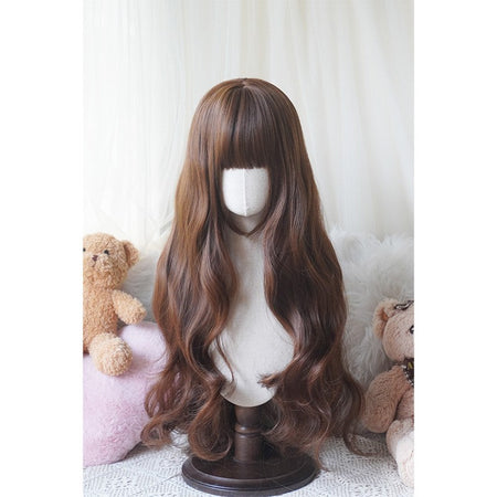 32cinch Lolita Style Long Curly  Wig | Heat Resistant Synthetic Hair with Bangs for Cosplay, Halloween, Anime Theme Party Dress