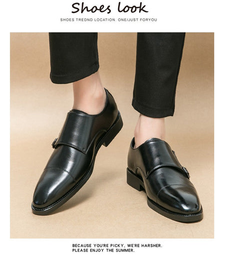 Large size men's three-point casual leather shoes men's leather business gentleman British style dress men Mengke shoes