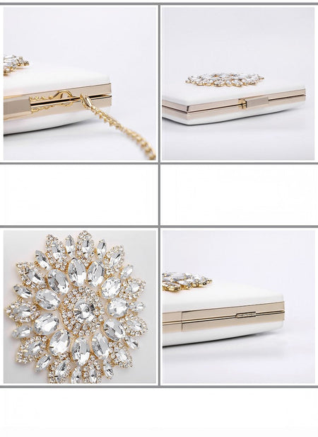 White Women Clutch Bag Wedding Clutch Purse Bridal Evening Crystal Summer Bags for Women 2021 Luxury Small Crossbody Bags