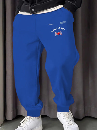 London England Union Printing Man Sweatpants Fashion Elastic Waist Pants Trendy Drawstring Pant Casual Warm Britches
