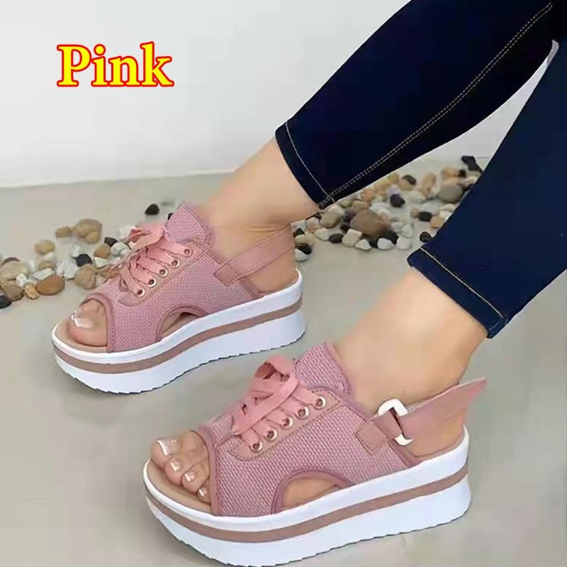 New Fashion Women's Open Toe Flats Casual Platform Sandals Comfortable Designer Elevated Sandals for Women Zapatos De Mujer