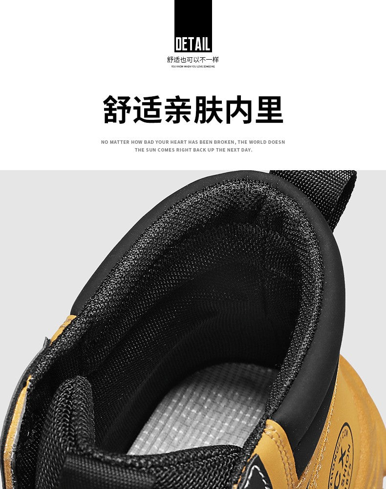 Men's work boots winter lace-up men's shoes warm safety platform size 44 Promotion designer anti-slip fashion