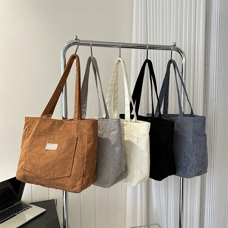 Women's Corduroy Shoulder Tote Bag, Casual Large Capacity Fashion Handbag for Going Out, Purses and Handbags Designer Bag