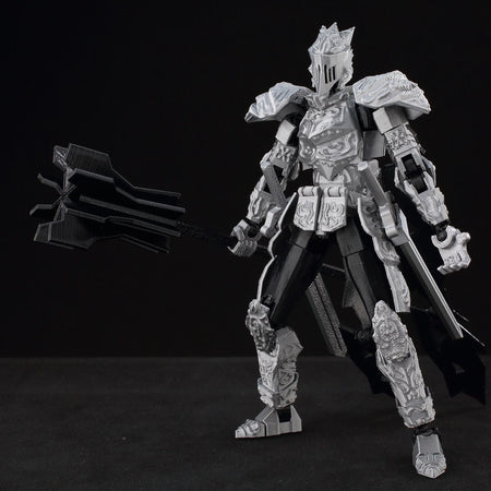 ?9L3D Lucky13 Silver Armor Knight Action Figure Dummy13 with TripleWeapon T13 Multi-Jointed 3D Printed Collectible Toy Titan13?
