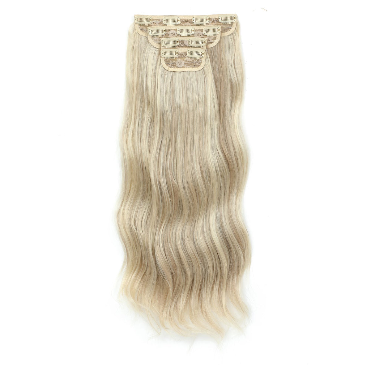 24Inch 61cm Body Wave Synthetic Wavy Blond 27/613 White Clip In Hair Extensions 4Pcs/lot 220g Heat Resistant Fiber