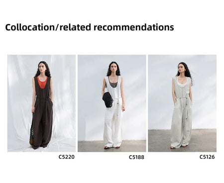 Colne U-Neck Linen Blend Vest And Knife Pleat One-Piece Pants Women's Fashion Design Sensation Tianli Material Long Pants