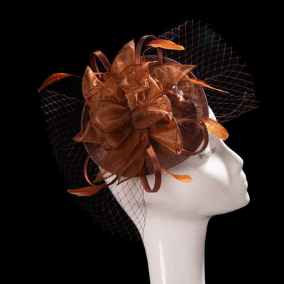 Double hemp yarn pattern design feather accessories big brim sun hat elegant banquet hat wedding beach vacation equestrian hat