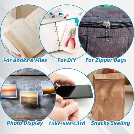 Silver Paper Clips Office Supplies Paperclips Large File Bookmark Stainless Steel Paper Clip Organizer School Office Stationery