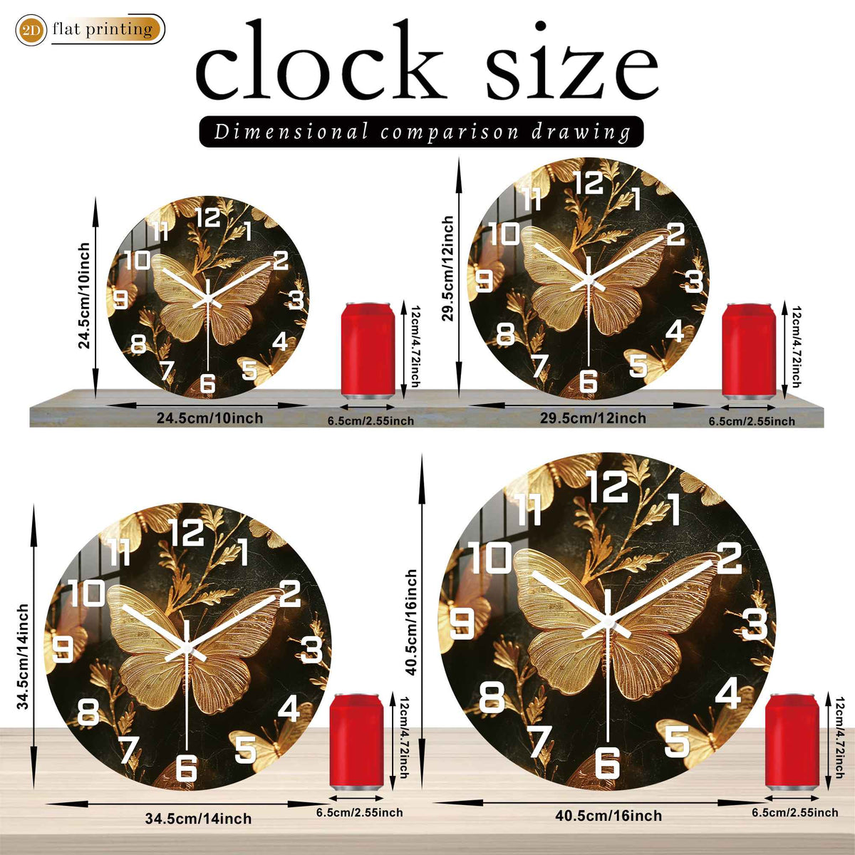 Golden Butterfly Elegance Wall Clock, Luxe Marble Background Decor, Glamorous Home or Office Timekeeper