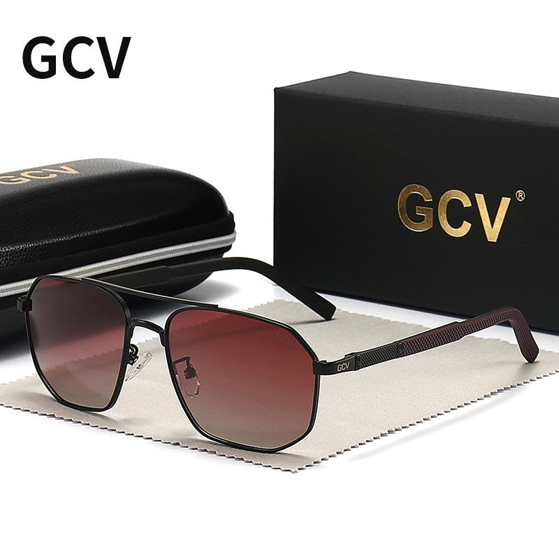 GCV 2025 Brand Classic Pilot Square Polarized Sunglasses Metal Frame Men's Driving Male Sun Glasses Eyewear UV Blocking Luxury