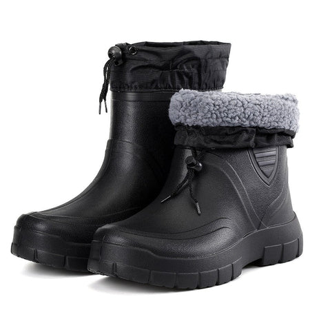 2024 Versatile Men's Rain Boots Waterproof outdoor lightweight shoe Velvet fashion short boot Casual comfort male water shoes