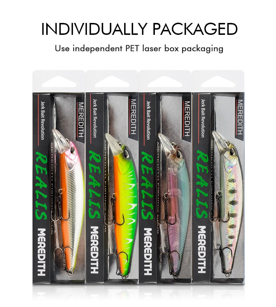 MEREDITH JERK MINNOW 100F 14g  Floating Wobbler Fishing Lure 24Color Minnow Lure Hard Bait Quality Professional Depth0.8-1.0m