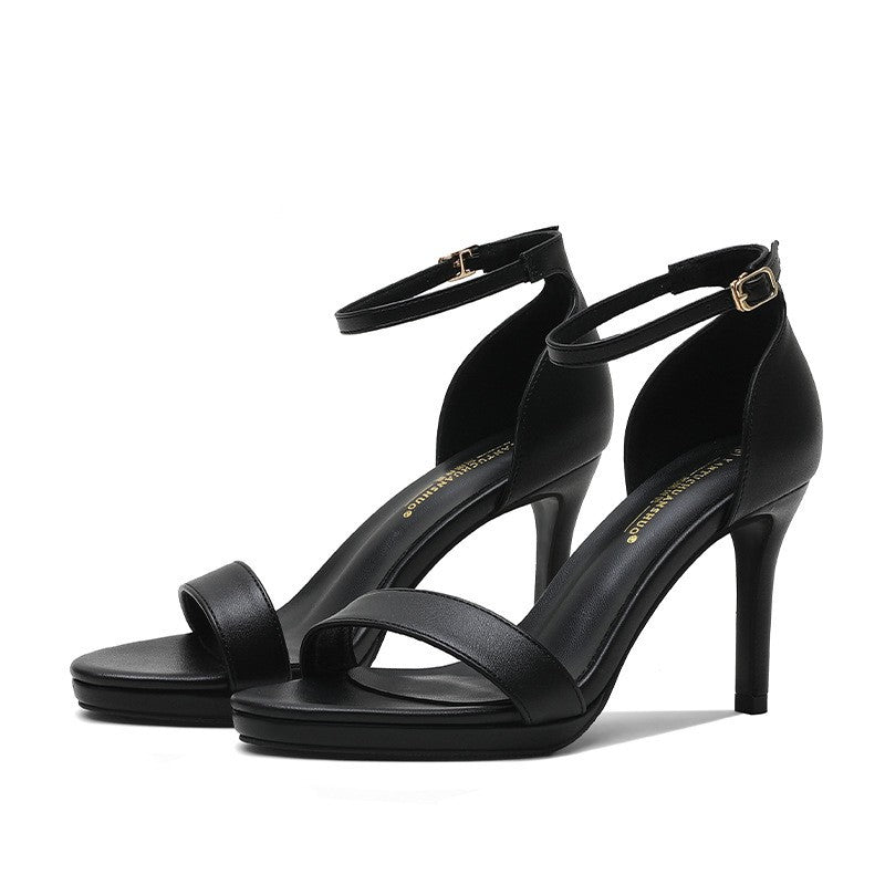 Summer Women's Sandals Solid Color Simple Fashion Buckle Comfortable Casual Sandals Shoes Sexy Elegant Banquet Party High Heels