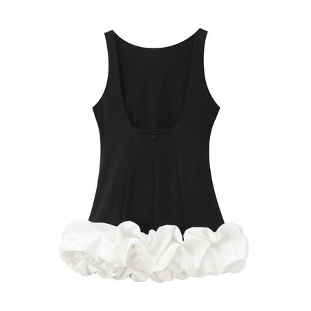 TFMLN Fashion Women Ruffle Pleated Dress Slim O-neck Sleeveless Backless Dresses Female 2025 Party Club Lady Vestidos