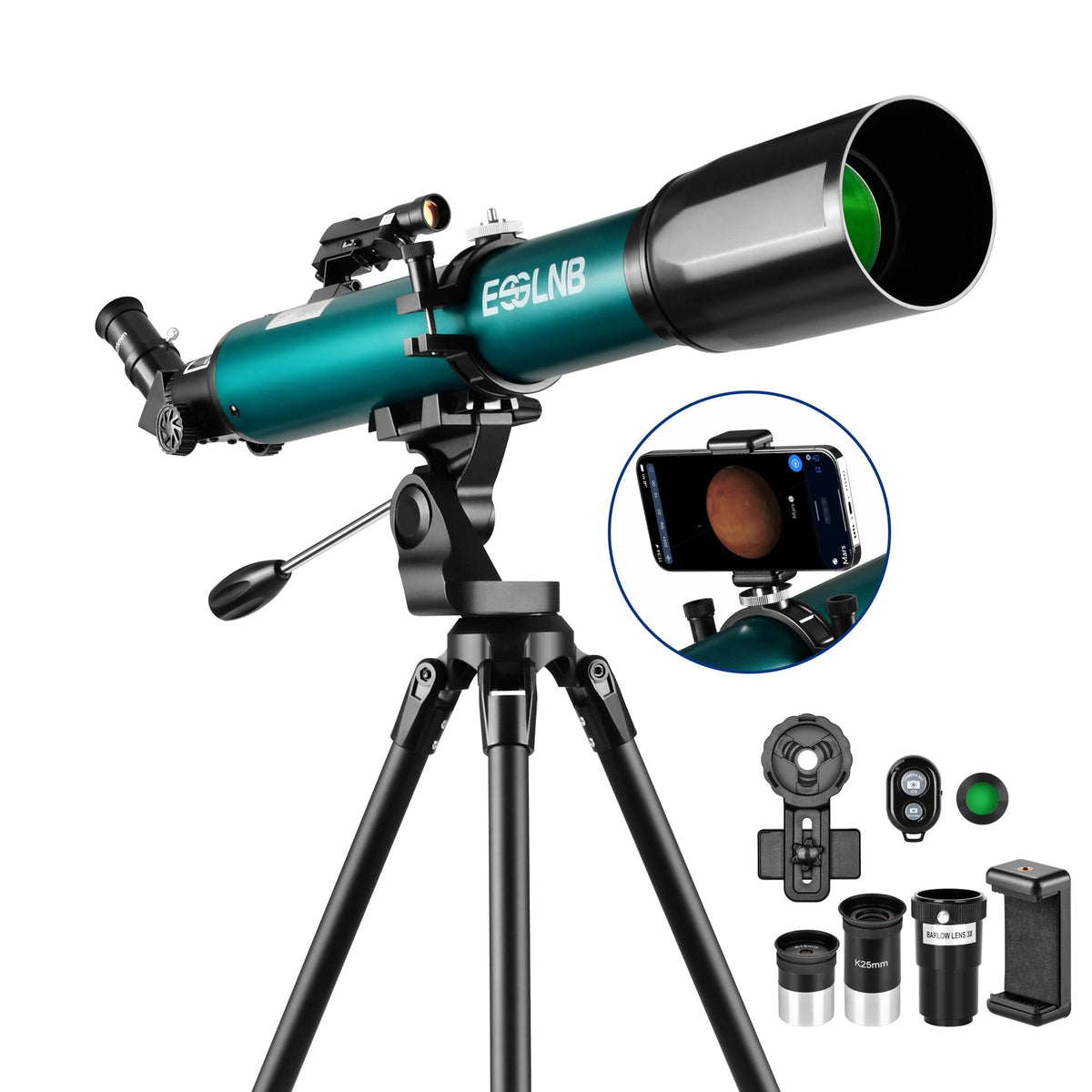 70080 Astronomical Telescope 80mm Lens 210X Moon Watching with Mobile Holder Stargazing App for Adults Kids Gift