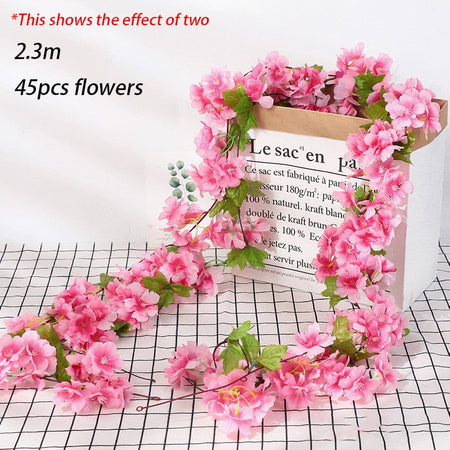 Pink Sakura Artificial Flowers Garland Cherry Blossoms Vines Garden Arch Decor Fake Flower Garland Wedding Party Home Decoration