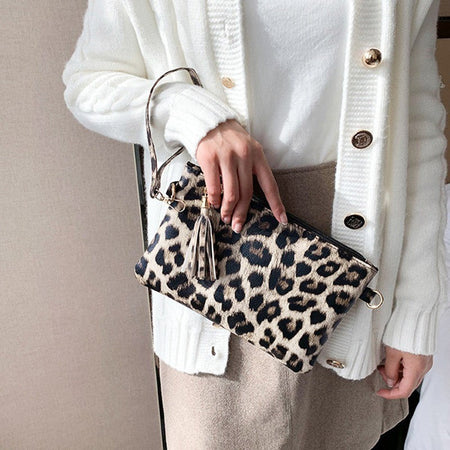 Women Clutch Bag Leopard Print Long Wallets Female Fashion Design PU Leather Wallet Messenger Bag Ladies Elegant Handbag NEW