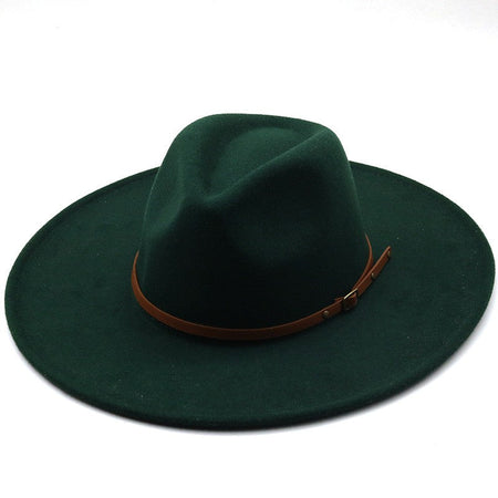9.5cm Wide Brim Fedora Hats with Brown Belt Autumn Winter Women Party Top Hat Men Jazz Retro Cowboy Felt Cap Panama Sun Hat