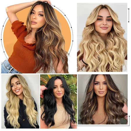 4Pcs/Set 20Inch Synthetic Hair Clip In Long Wavy Thick Hairpieces For Women Full Head Synthetic extenciones para el cabello