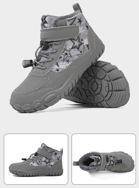 2025 Kids Barefoot Snow Boots Wide Toe Winter Insulated Waterproof Fur Lined Shoes for Boys Girls Cold Weather Outdoor Sneakers