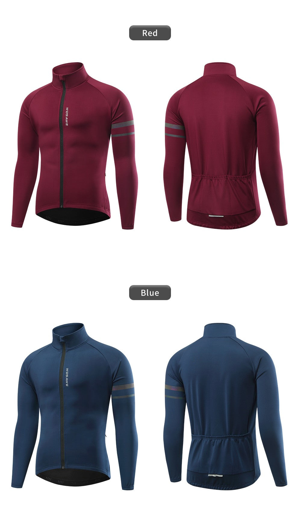 WOSAWE Men's Cycling Jersey Set Winter Fleece Cycling Jacket Pants Warm Long-sleeved Suit Bike Bicycle Jacket Riding Suit