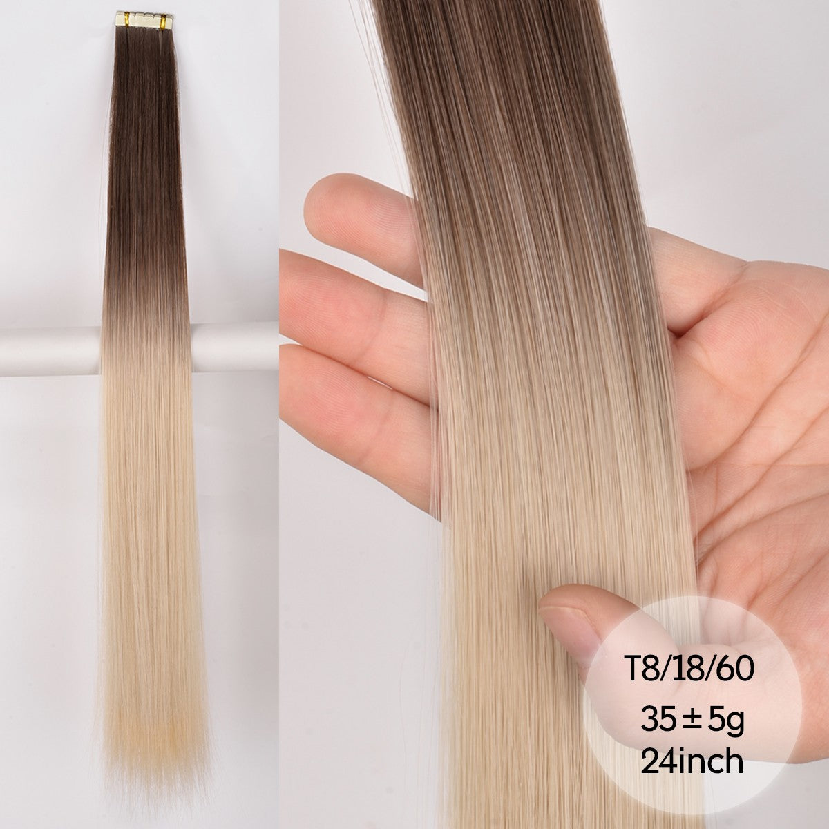 Synthetic Straight Tape In Hair Extensions 10pcs Natural Hair Extension 24inch For Women Invisible Double Sided Free Style