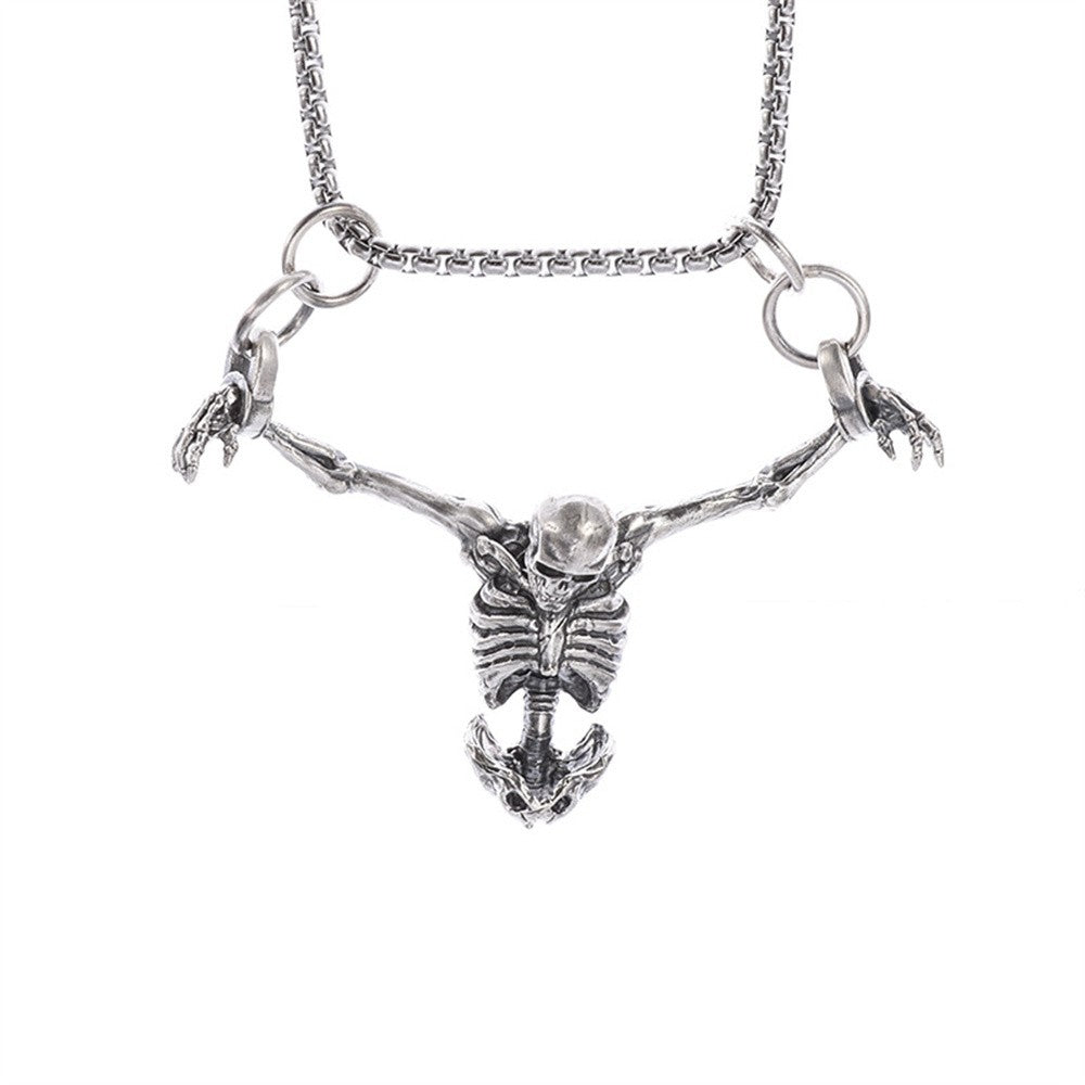Punk Skull Necklace Captivity Skull Pendant Bicycle Rock Jewelry Gift For Men And Women Zinc No Gems