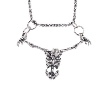 Punk Skull Necklace Captivity Skull Pendant Bicycle Rock Jewelry Gift For Men And Women Zinc No Gems