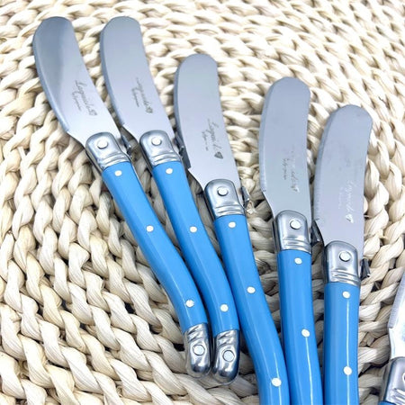 Laguiole Blue Plastic Handle Sandwich Cheese Cake Stainless Steel Butter Knife Cheese Jam Spreader Spatula Slicer Cutlery Yellow