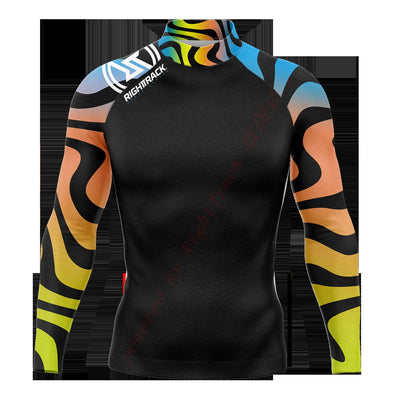 Hot Men's Surfing Shirt Nautical Diary Lycra Rashguard RIGHTTRACK For Surf Sportswear Beach UV Swimwear UPF50+ Clothes