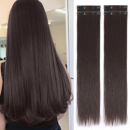LUPU Synthetic Fiber Hair Extensions, Easy to Wear, Heat-Resistant, 16/20/24 Inch, Set of 4 Pieces, Versatile for All Users