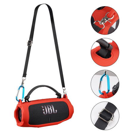 Portable Bluetooth Speaker Carry Silicone Case,Soft Protective Sleeve Cover with Shoulder Strap for JBL Charge 6 Speaker
