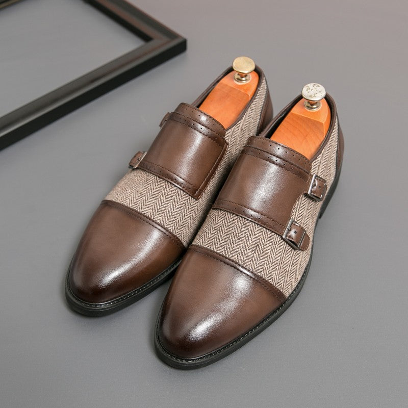 Spring Italian Double Button Loafers High-quality Blue Leather Shoes for Men Men Leather Shoes Patent Mens Wedding Dress Shoes