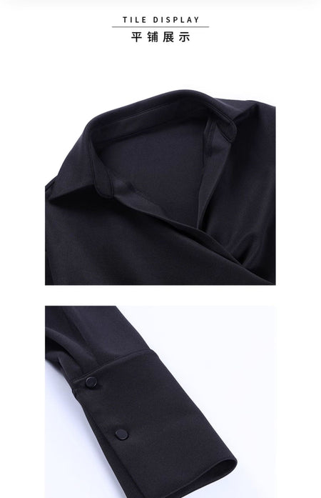 Onyx Shirt Dress Women Long Sleeve Belted Silhouette Autumn Winter Boss Lady Aesthetic Curve Flattering Minimalist PowerDressing