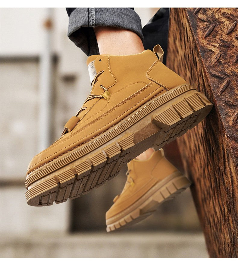 Men's boots four season high-top Joker thick-sole casual boots soft-sole non-slip comfort outdoor boots fashion youth work boots