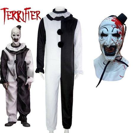 Art The Clown Cosplay Movie Terrifier 2 Art The Clown Cosplay Costume Jumpsuit Mask Halloween Costumes Mask for Men Women