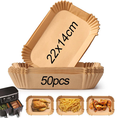 Air Fryer Paper for Dual Zone,100pz 22x14 cm,Disposable Non-stick Paper Air Fryer for Cecotec/Masterpro/Ninja AF300EU/AF400EU