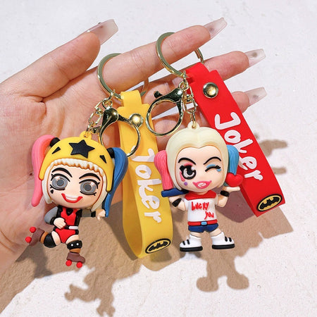 Anime Harley Quinn cartoon Marvel Batman Joker image doll bag keychain cute pendant Wonder Woman car accessories keychain