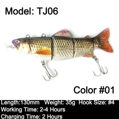 Robotic Swimming Lures 130mm 4 Segements Swimbait 35/54g Fishing Auto Electric Wobblers USB Rechargeable LED Light For Bass Pike