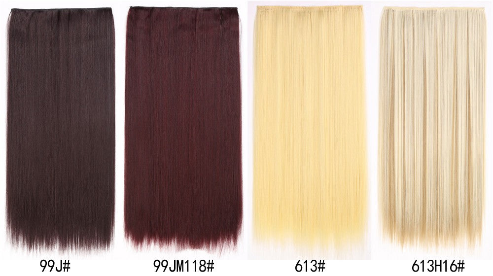 16 Clips in Hair Extensions 24Inchs Long Straight Hairstyle Synthetic Blonde Black Hairpieces Heat Resistant Fake Hair 6Pcs/Set