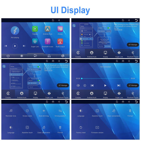 Portable 9" Car Mirror Radio Multimedia Video Player Universal Wireless CarPlay Android Auto Screen Bluetooth AUX TF GPS DVR