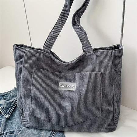 Women's Corduroy Shoulder Tote Bag, Casual Large Capacity Fashion Handbag for Going Out, Purses and Handbags Designer Bag