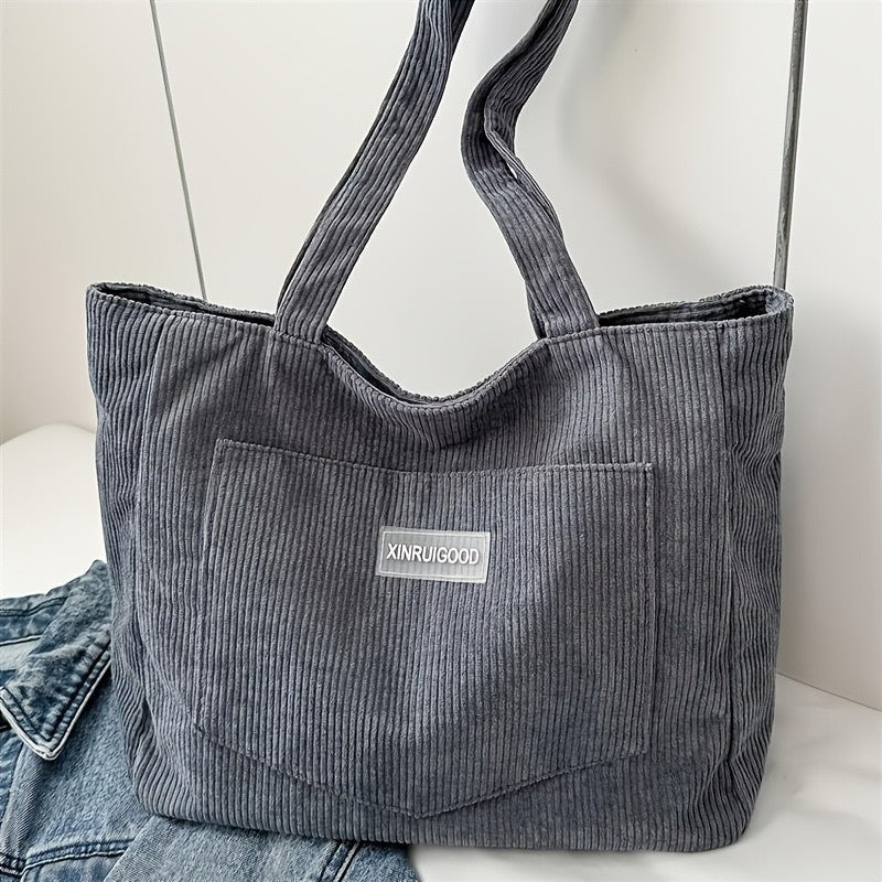 Women's Corduroy Shoulder Tote Bag, Casual Large Capacity Fashion Handbag for Going Out, Purses and Handbags Designer Bag