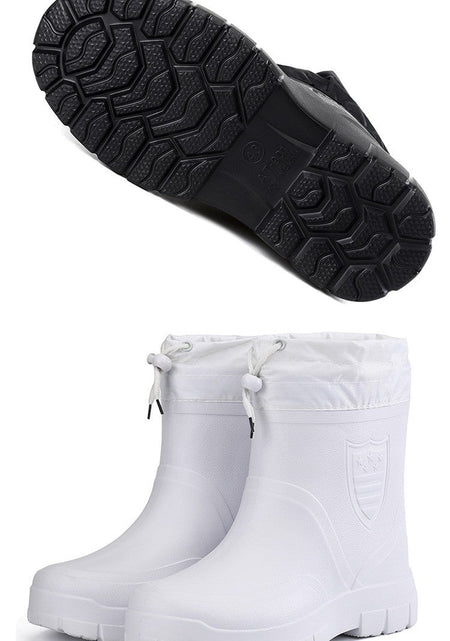 2024 Versatile Men's Rain Boots Waterproof outdoor lightweight shoe Velvet fashion short boot Casual comfort male water shoes