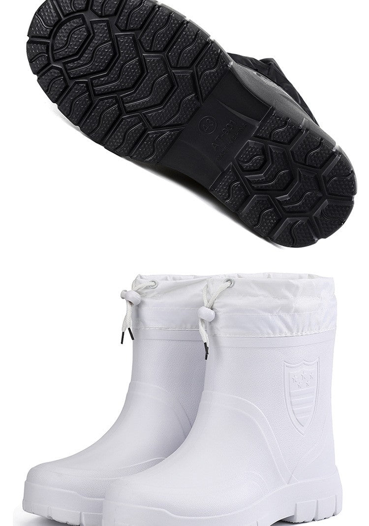 2024 Versatile Men's Rain Boots Waterproof outdoor lightweight shoe Velvet fashion short boot Casual comfort male water shoes