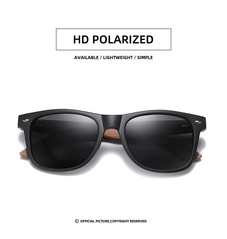 GM Environment-Friendly Retro Walnut Wood Sunglasses UV400 Polarized Bamboo Sunglasses Men's Fashion Trendy Anti Blue Lens 7061h