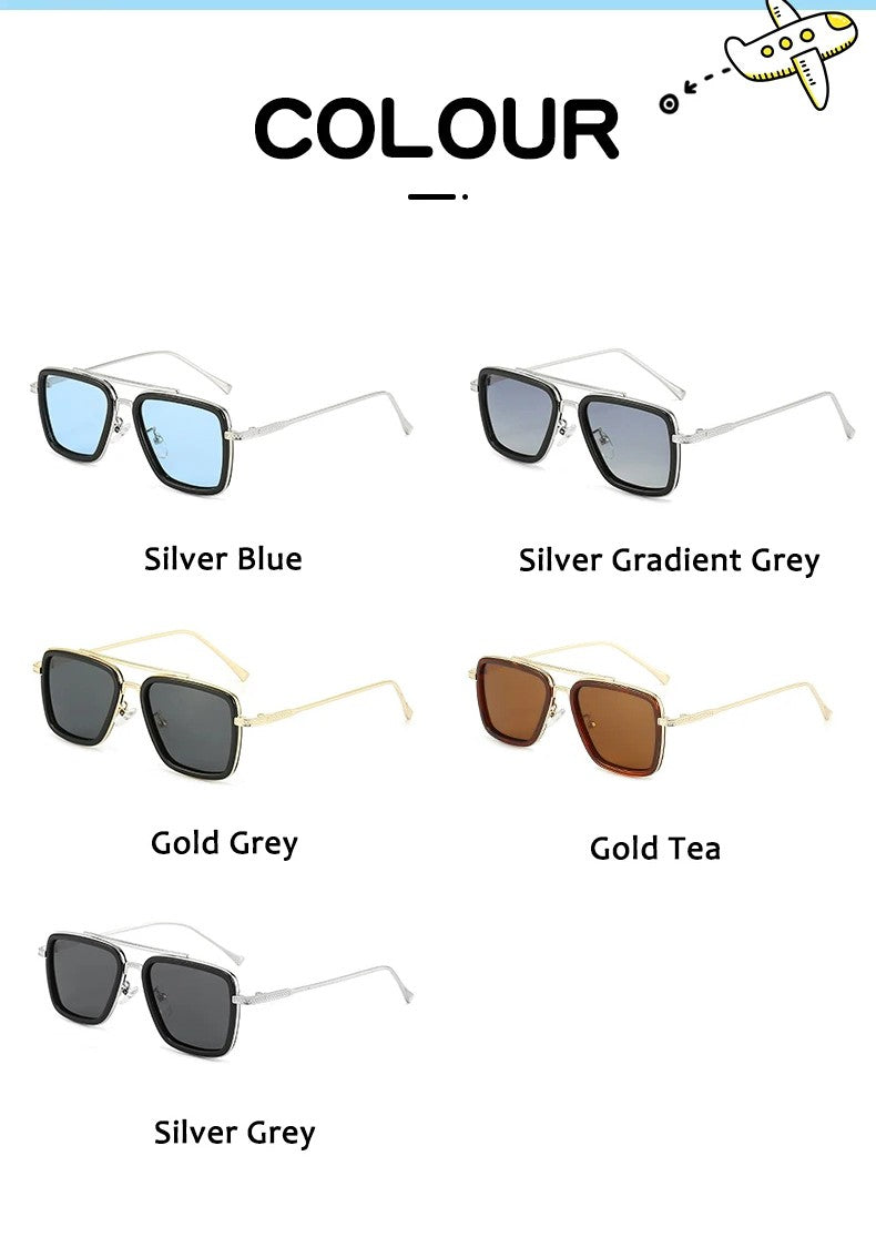Luxury Fashion Tony Stark Style Kids Polarized Sunglasses Children Square Sun Glasses Boys Girls Oculos Retro Iron Man Glasses
