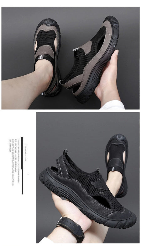 Outdoor Trendy Sandals Summer Mesh Hollow Casual Outerwear Shoes Men's Breathable Sports Shoes Beach Sandals New