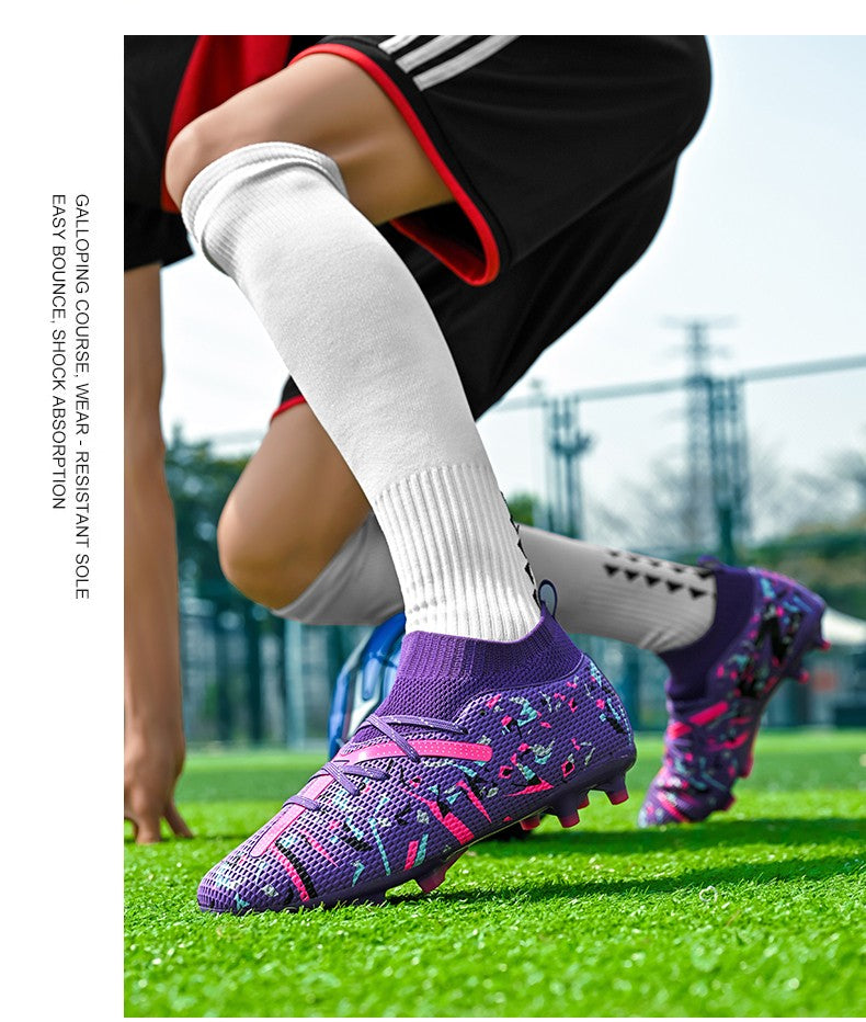 LiXingMing Football Boots Men White Professional High-Tops Soccer Society Cleats Football Shoes Non-Slip Match Training Sneaker