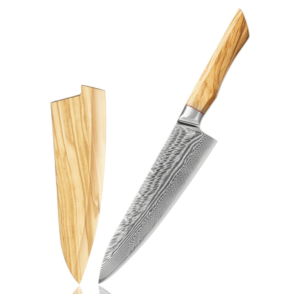 67-LAY Damascus Kitchen chef knife Set,Japanese Santoku Nakiri Knife Utility Knife Boning Knife,Cooking knife Olive wood HD